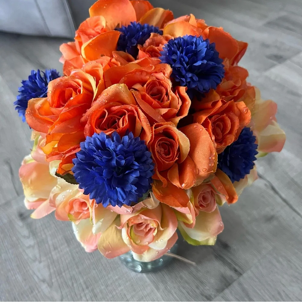 Vibrant Orange and Blue Floral Bouquet